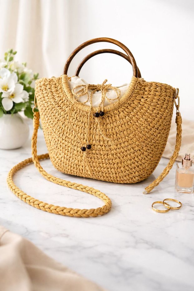 Handmade Kleopatra Model Hasır Çanta