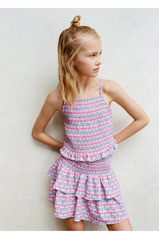 Patterned Drawstring Blouse - 4