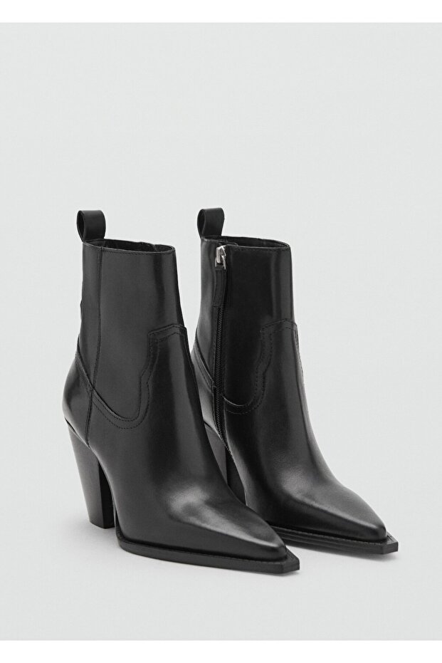 Blok topuk deri kısa bot - 1