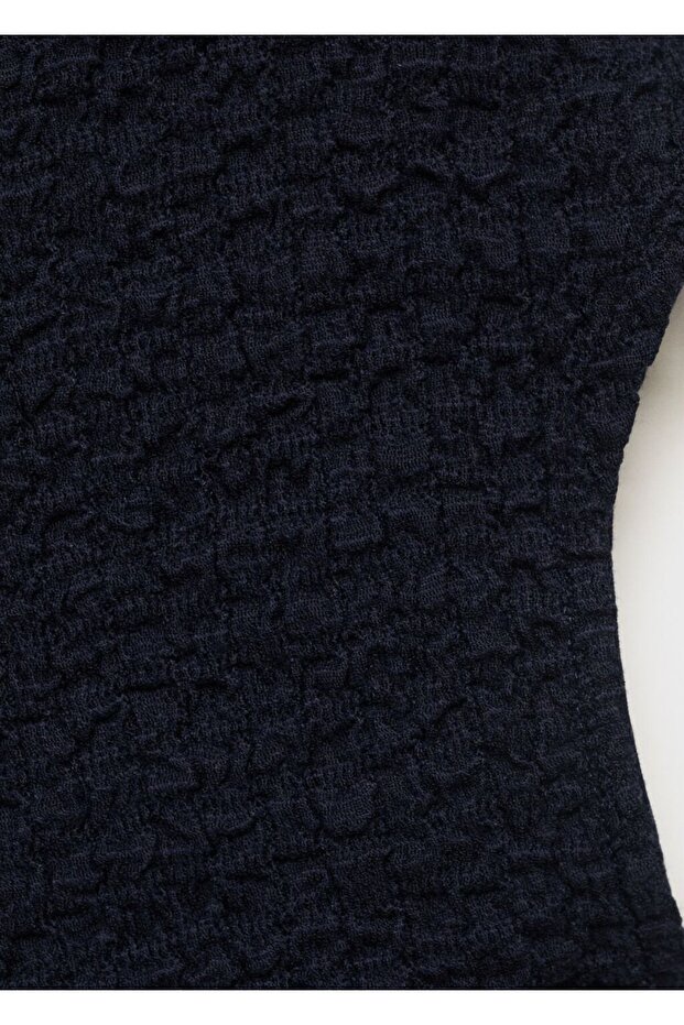 Krep pamuklu bluz - 5