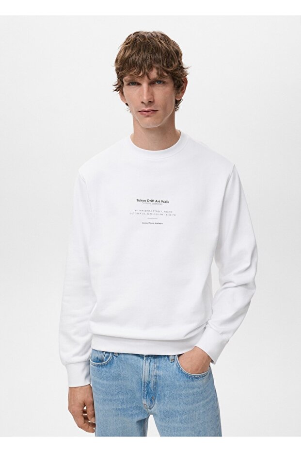 %100 pamuklu mesajlı sweatshirt - 1