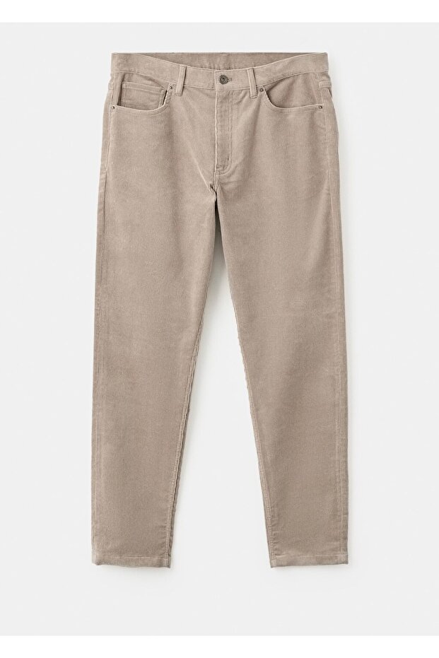 Regular kesim fitilli kadife pantolon - 3