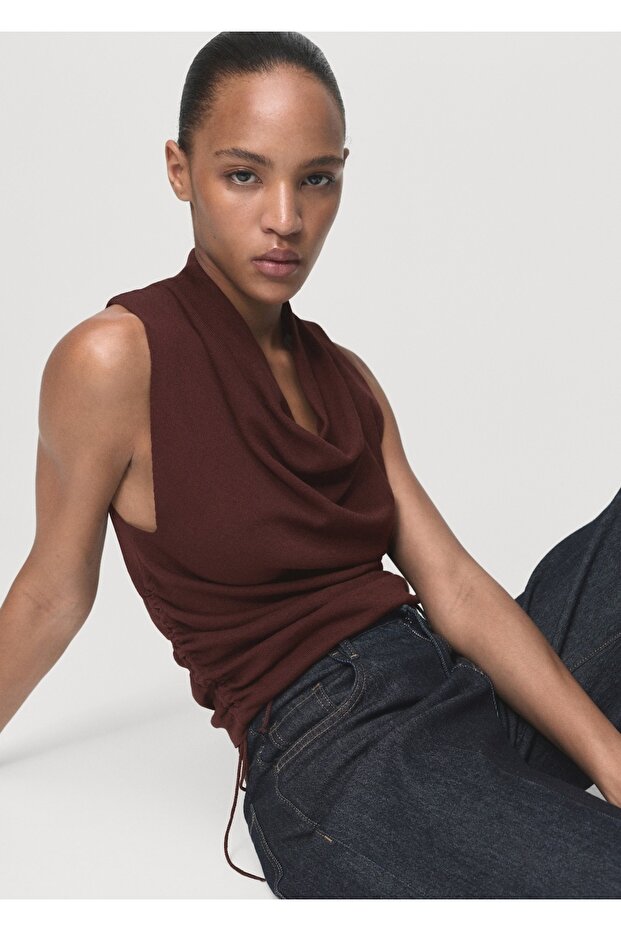 Büzgülü triko bluz - 7