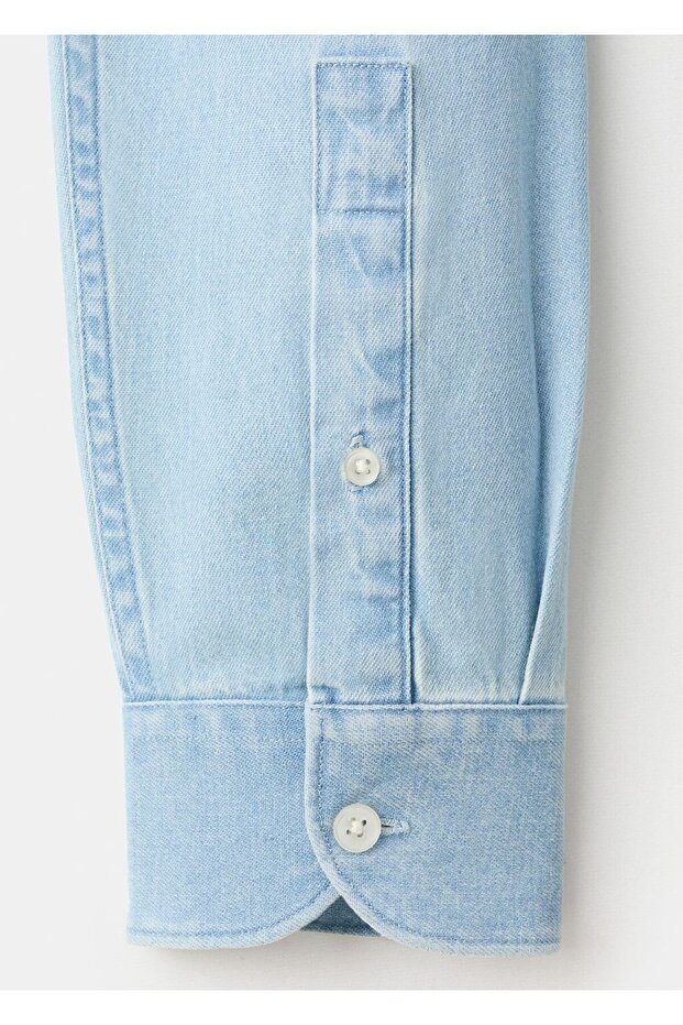 %100 pamuklu denim gömlek - 5