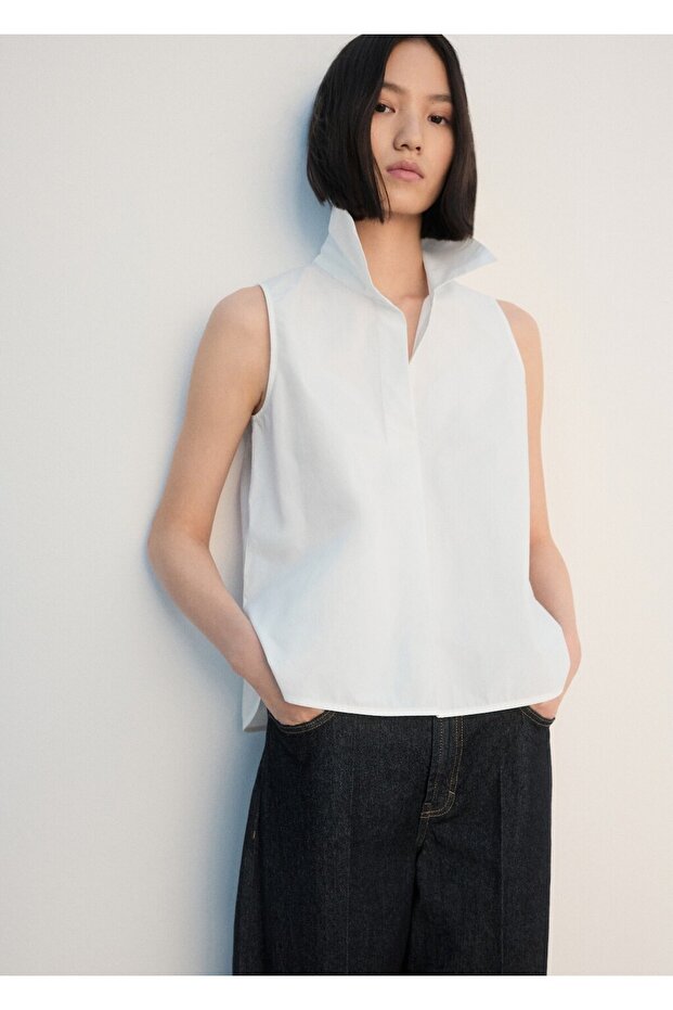 Kolsuz pamuklu gömlek - 1