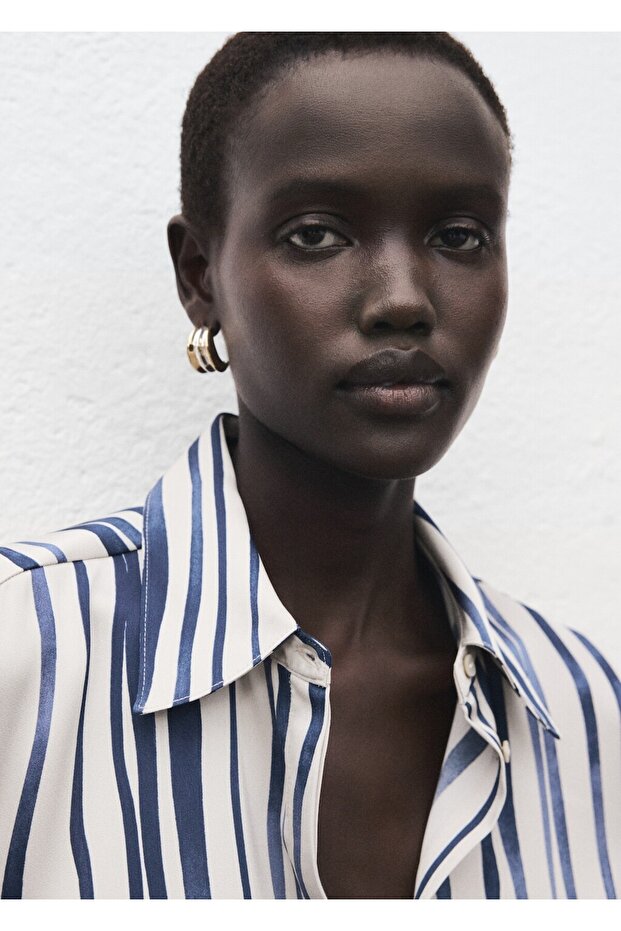 Dökümlü desenli gömlek - 6