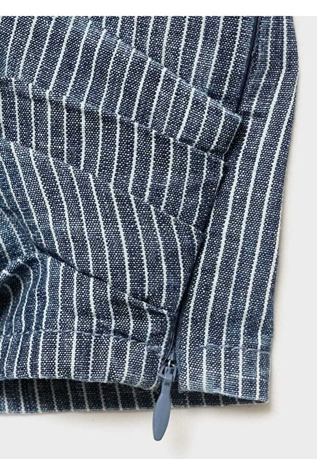 Çizgili çapraz denim top - 5