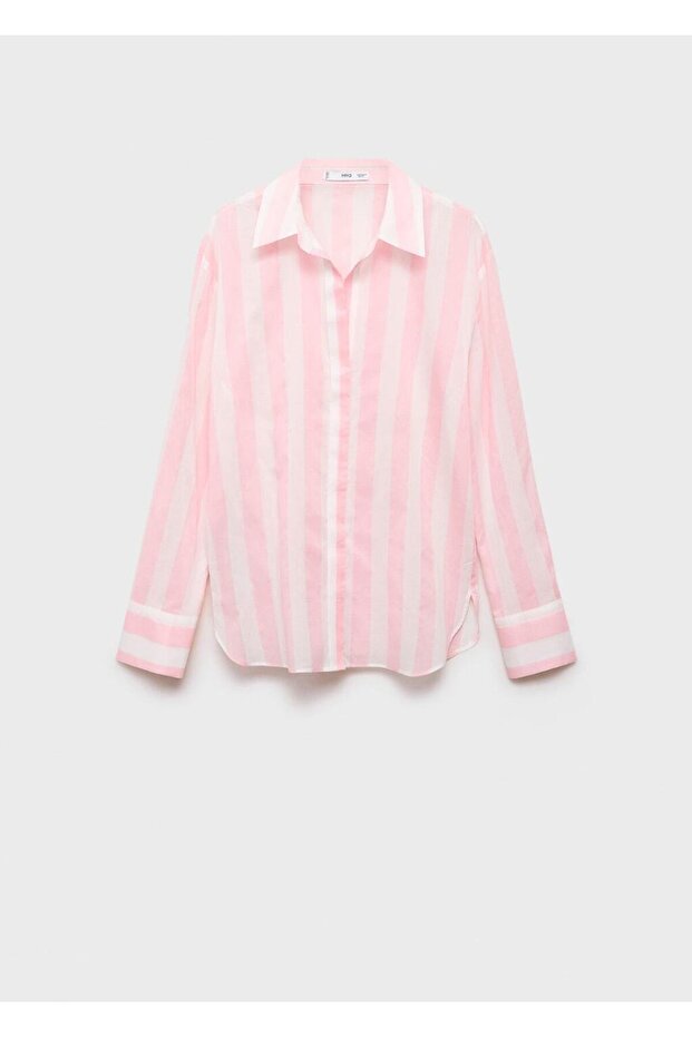 Çizgili pamuklu gömlek - 3