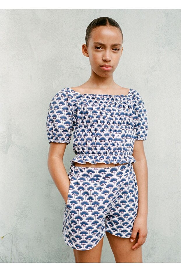 Desenli keten şort - 3