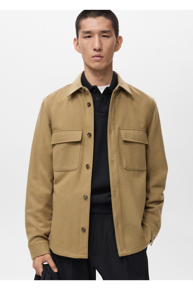 Cepli yün gömlek ceket - 1