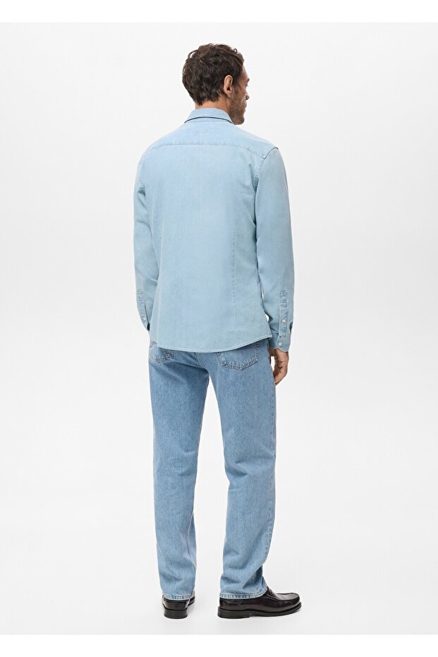 %100 pamuklu denim gömlek - 4