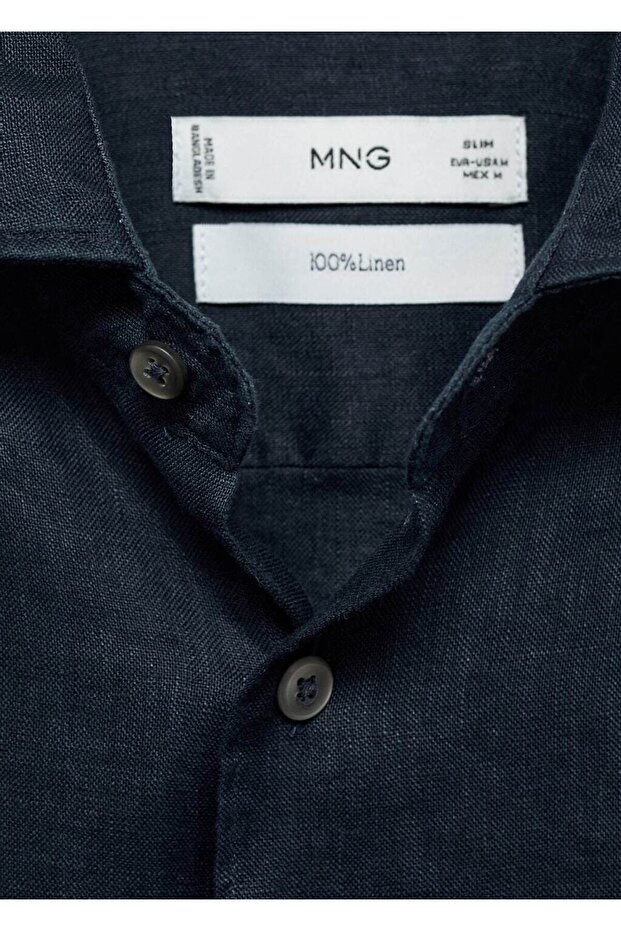 %100 keten slim fit gömlek - 5