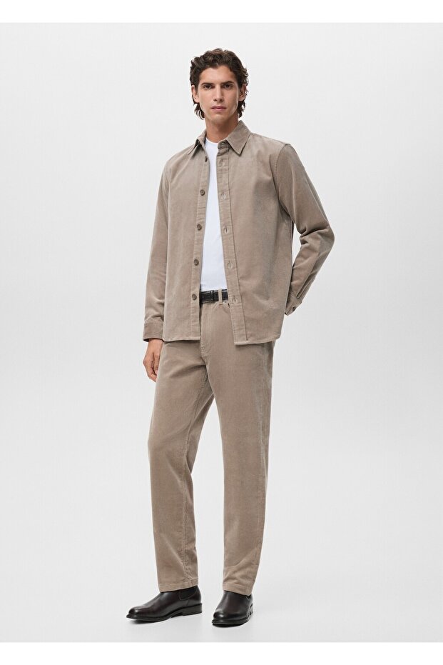 Regular kesim fitilli kadife pantolon - 7