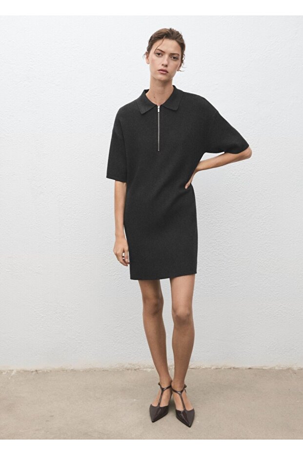 Polo yaka triko elbise - 2