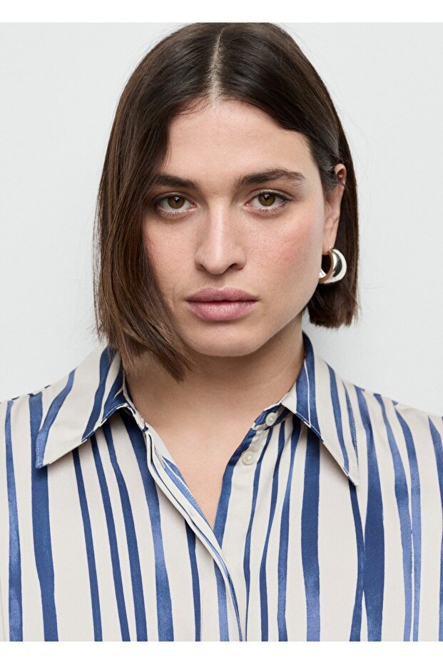 Dökümlü desenli gömlek - 8