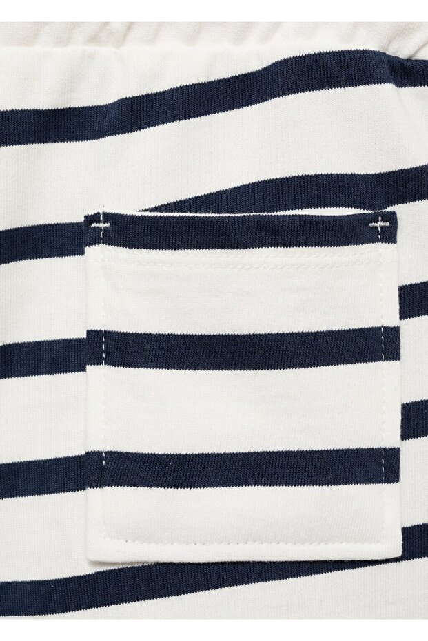 Pamuklu çizgili bermuda şort - 5