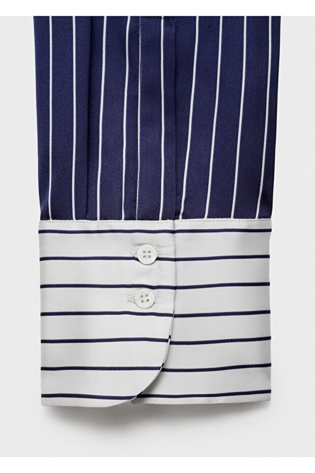 Çizgili saten gömlek - 5