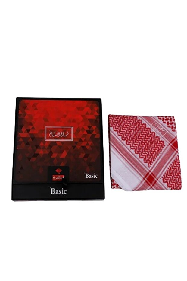 شماغ البسام بيسك ( لون احمر غامق )
