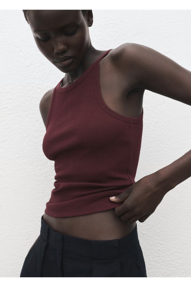 Lastik örgü pamuklu bluz - 1