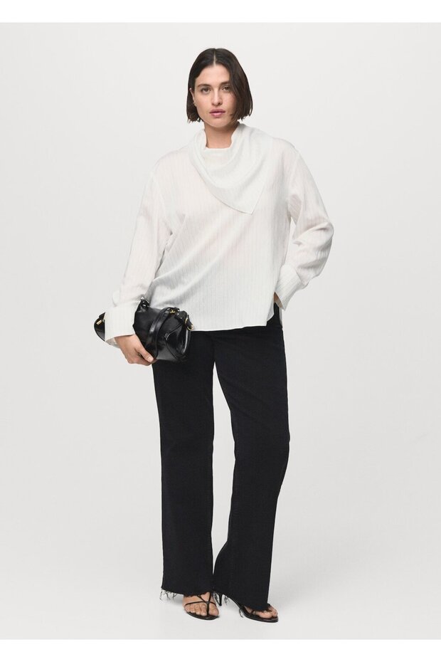 Mendilli çizgili bluz - 7