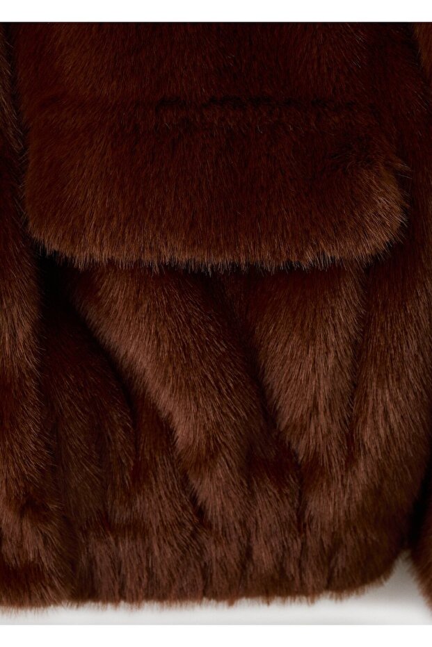 Kürk görünümlü cepli ceket - 5