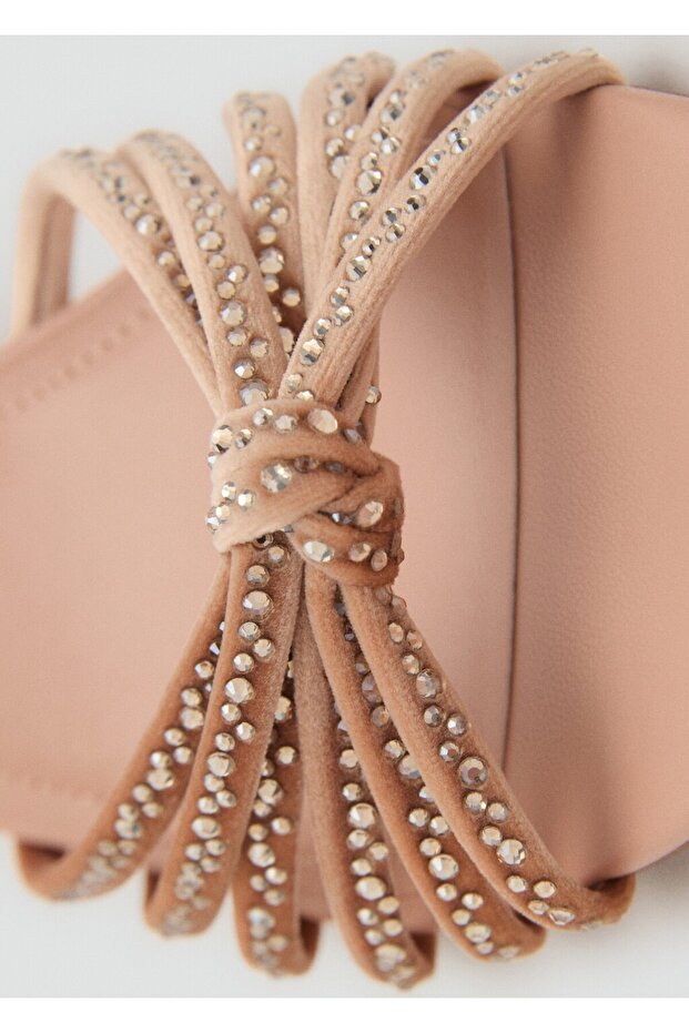 Strass taşlı kitten topuklu sandalet - 4