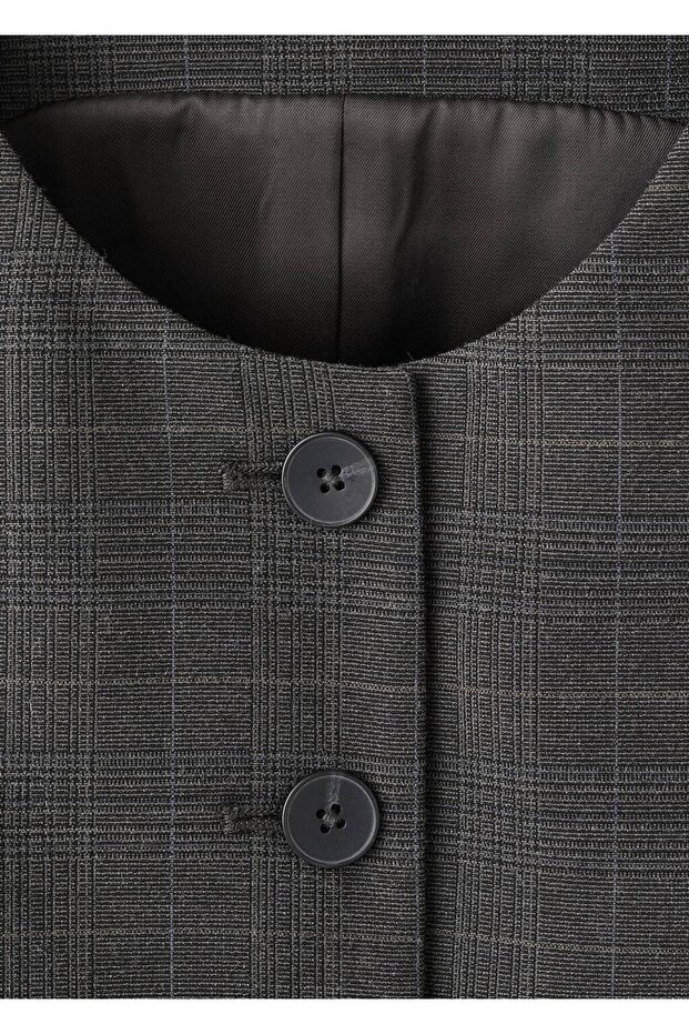 Kareli kumaş yelek - 8