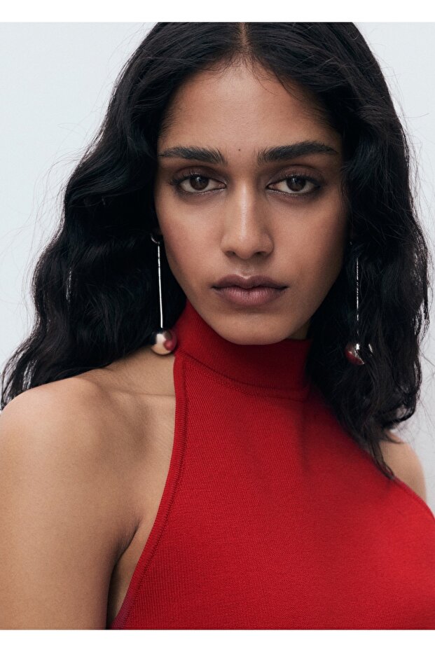 Kombinasyonlu örgü halter elbise - 8