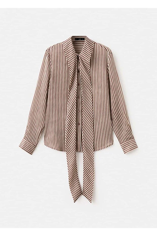 Fiyonk yaka çizgili bluz - 3