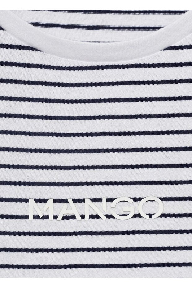 Logolu çizgili tişört - 7