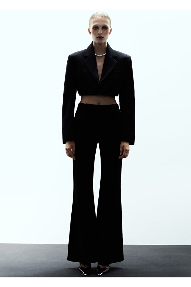 Crop yün blazer ceket - 2