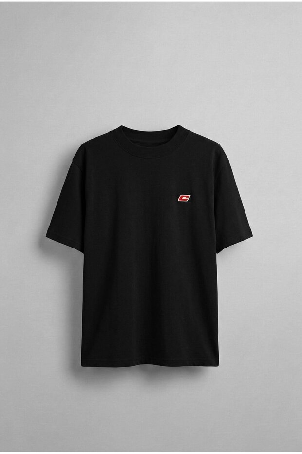 Men's Oversize Embroidered T-Shirt Black