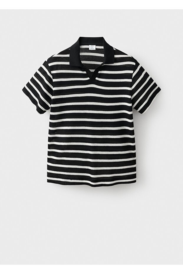 Triko çizgili polo gömlek - 3