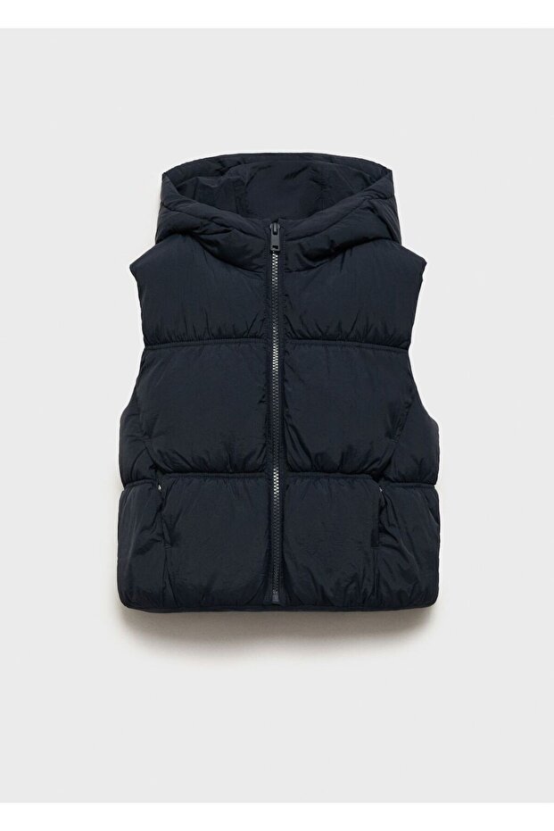 Kapüşonlu kapitone yelek - 2