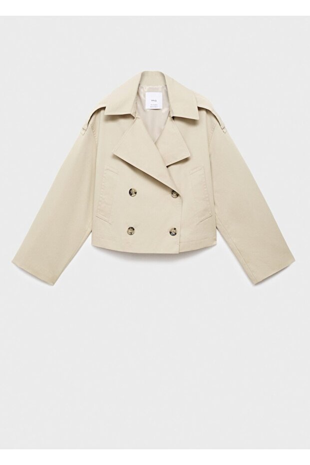 Çift düğmeli kısa trençkot - 3