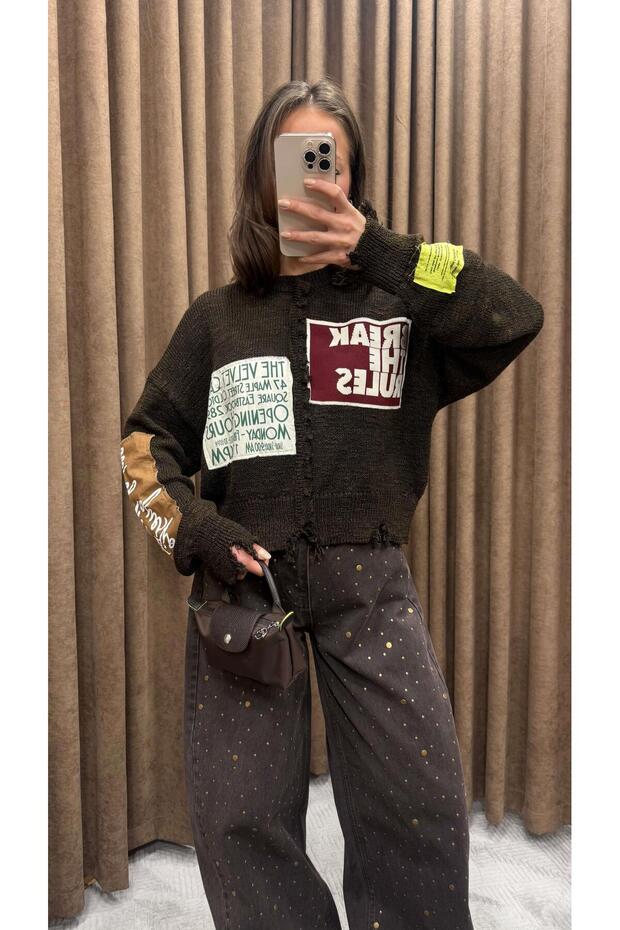 SLOGAN JAKARLI PATCH TRİKO-EKRU - 5