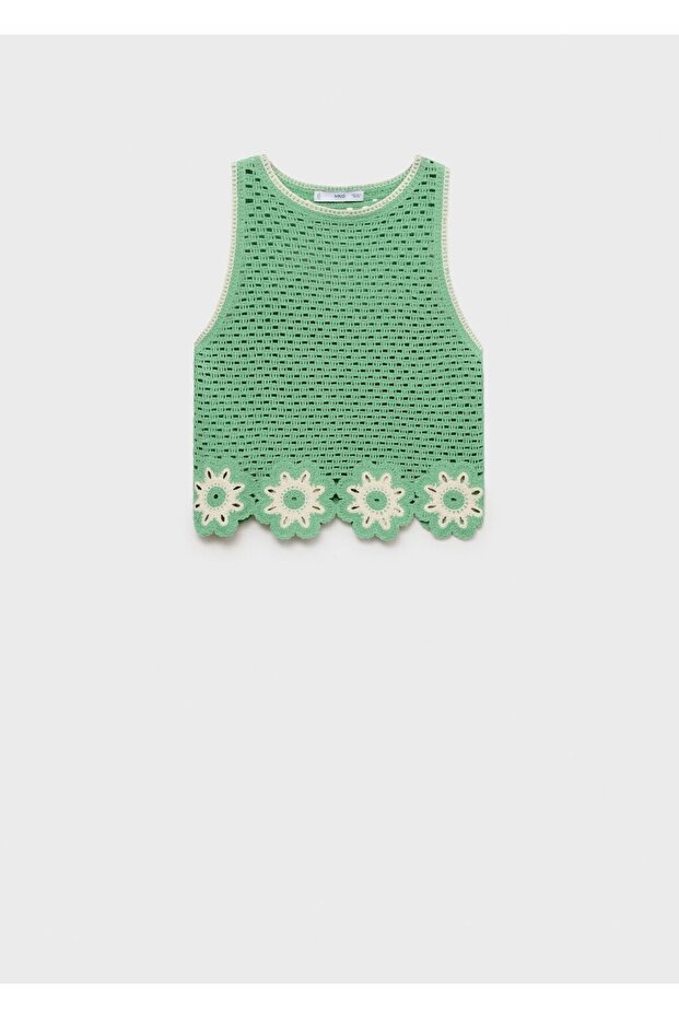 Çiçek detaylı kroşe bluz - 3