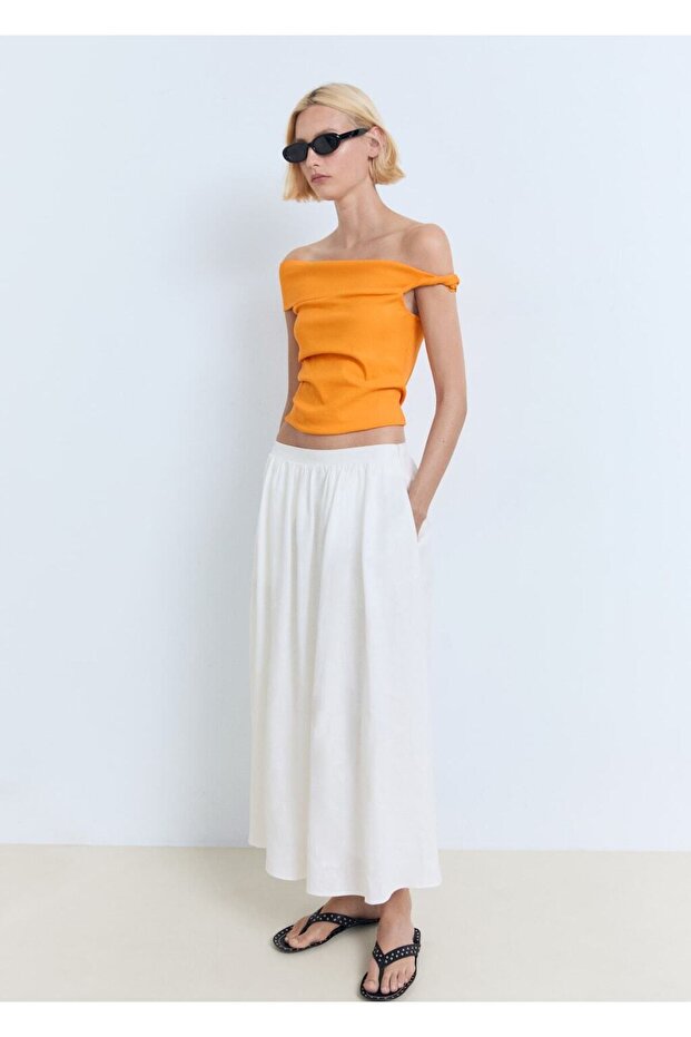 Asimetrik straplez bluz - 2