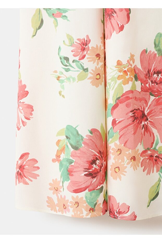 Çiçek desenli evaze elbise - 5