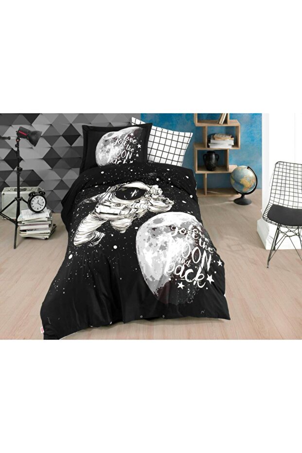 Single Poplin Duvet Cover Set Galaxy Black