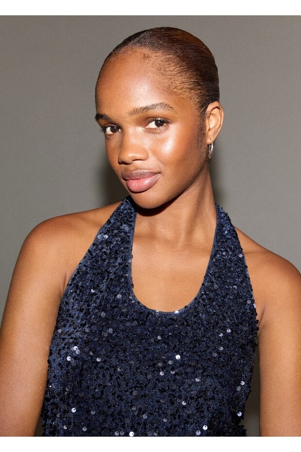 Payetli halter bluz - 6