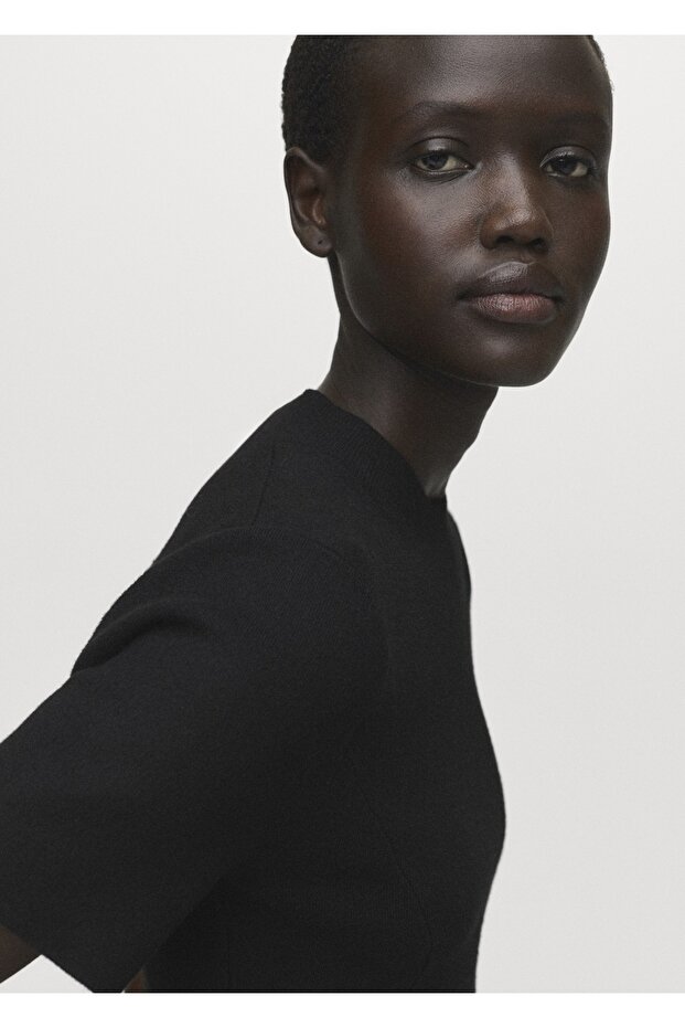 İnce triko evaze elbise - 6