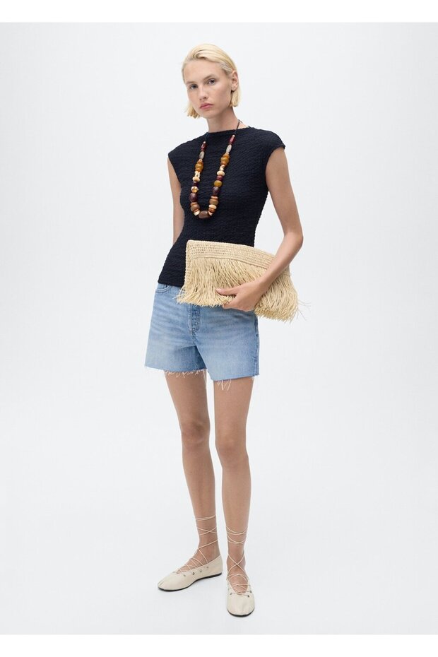 Krep pamuklu bluz - 2