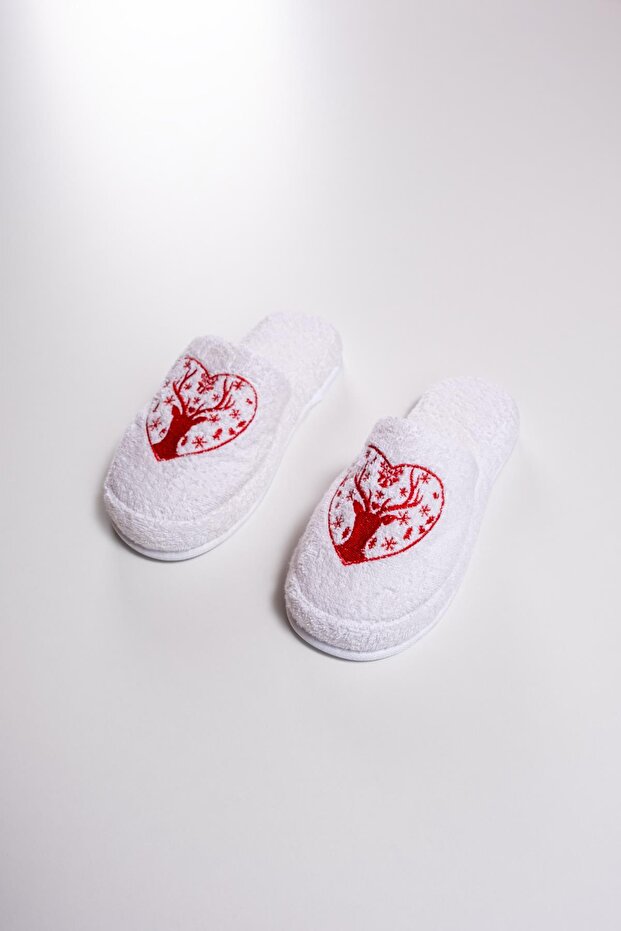 Heart Embroidered Christmas Slippers Home Hotel Guest Thick Sole Slippers
