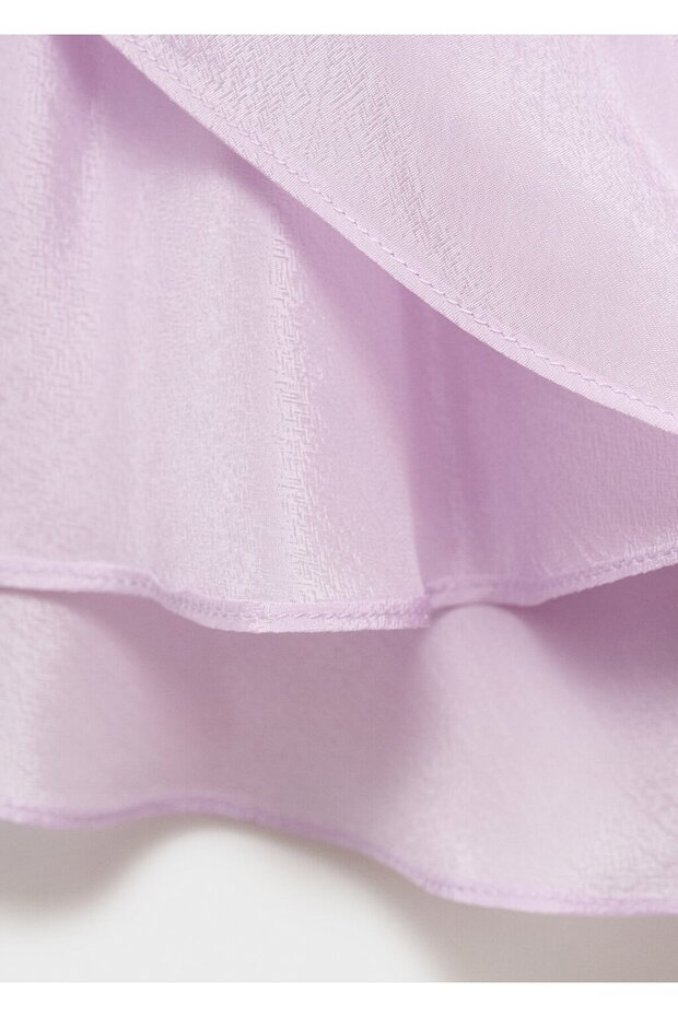 Saten apreli drape elbise - 5