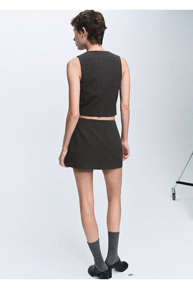 Kareli kumaş yelek - 4