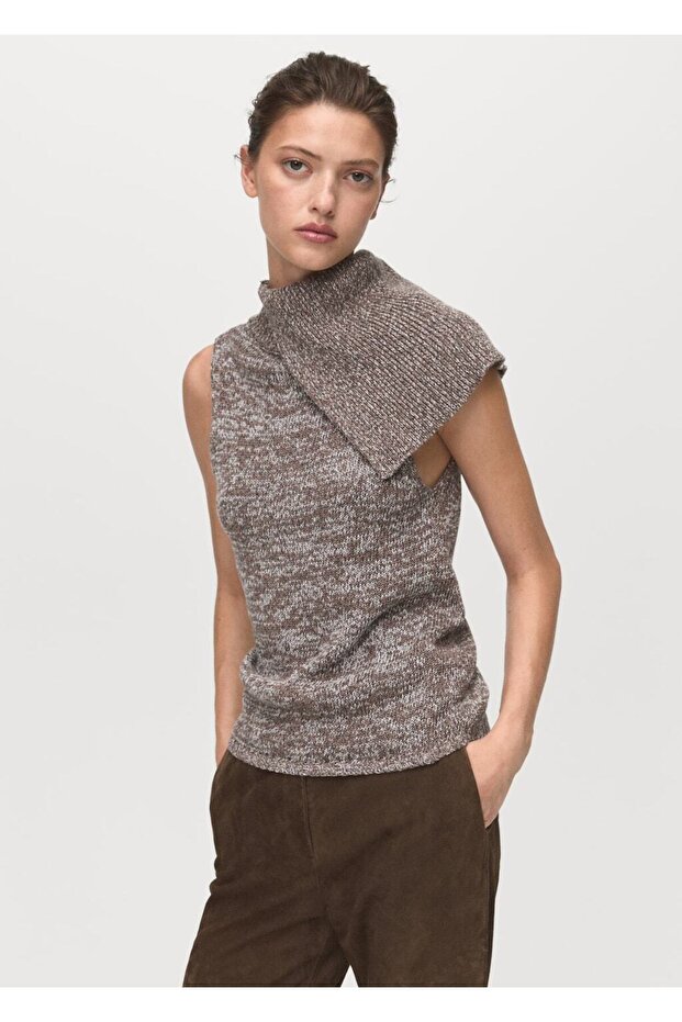 Sarmal yaka kırçıllı yelek - 1