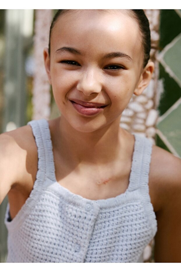 Düğmeli örgü bluz - 3