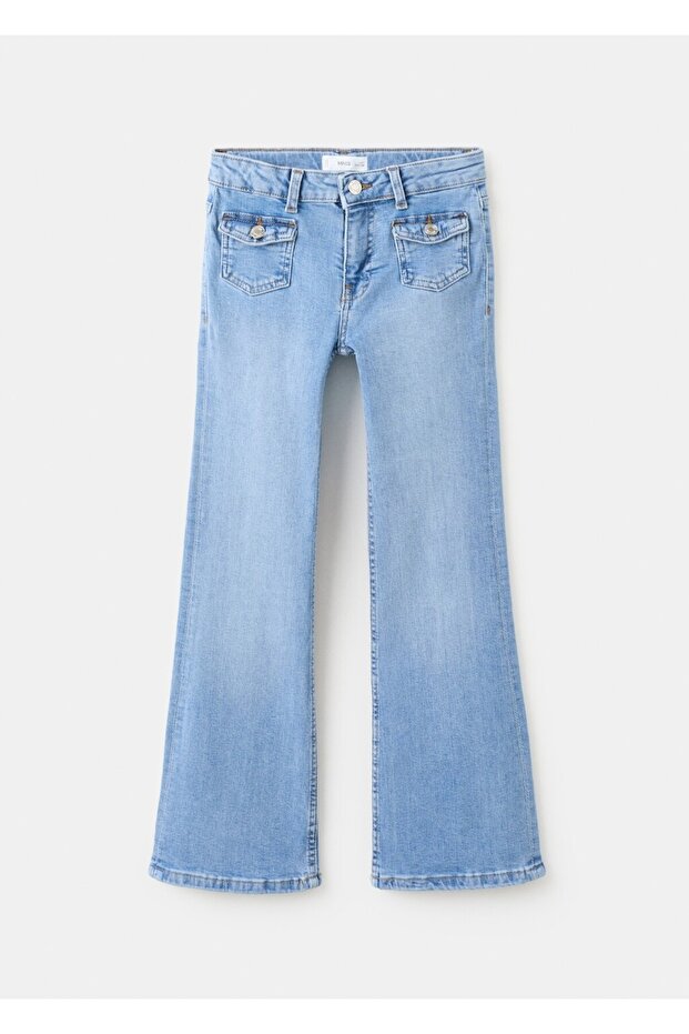 İspanyol paça cepli jean pantolon - 1