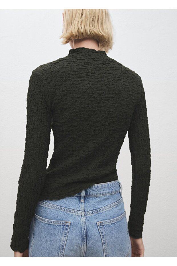 Dokuma krep bluz - 4